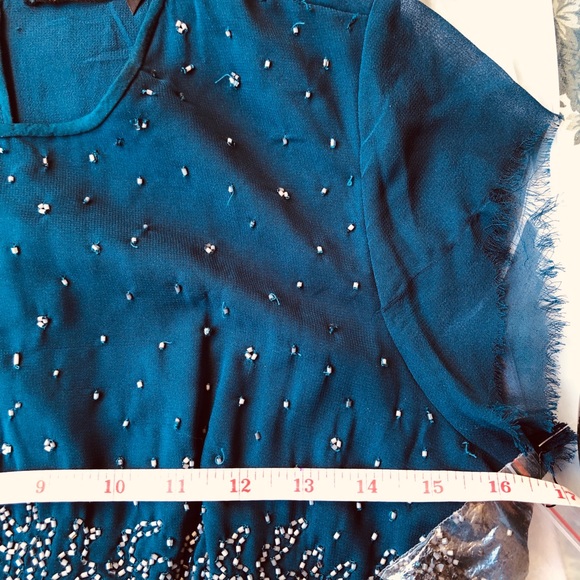 🎉Free People Beaded Navy Blue Mini Dress NWOT - Picture 5 of 7